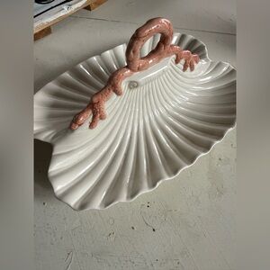 Fitz and Floyd White and Pink Shell Serveware
